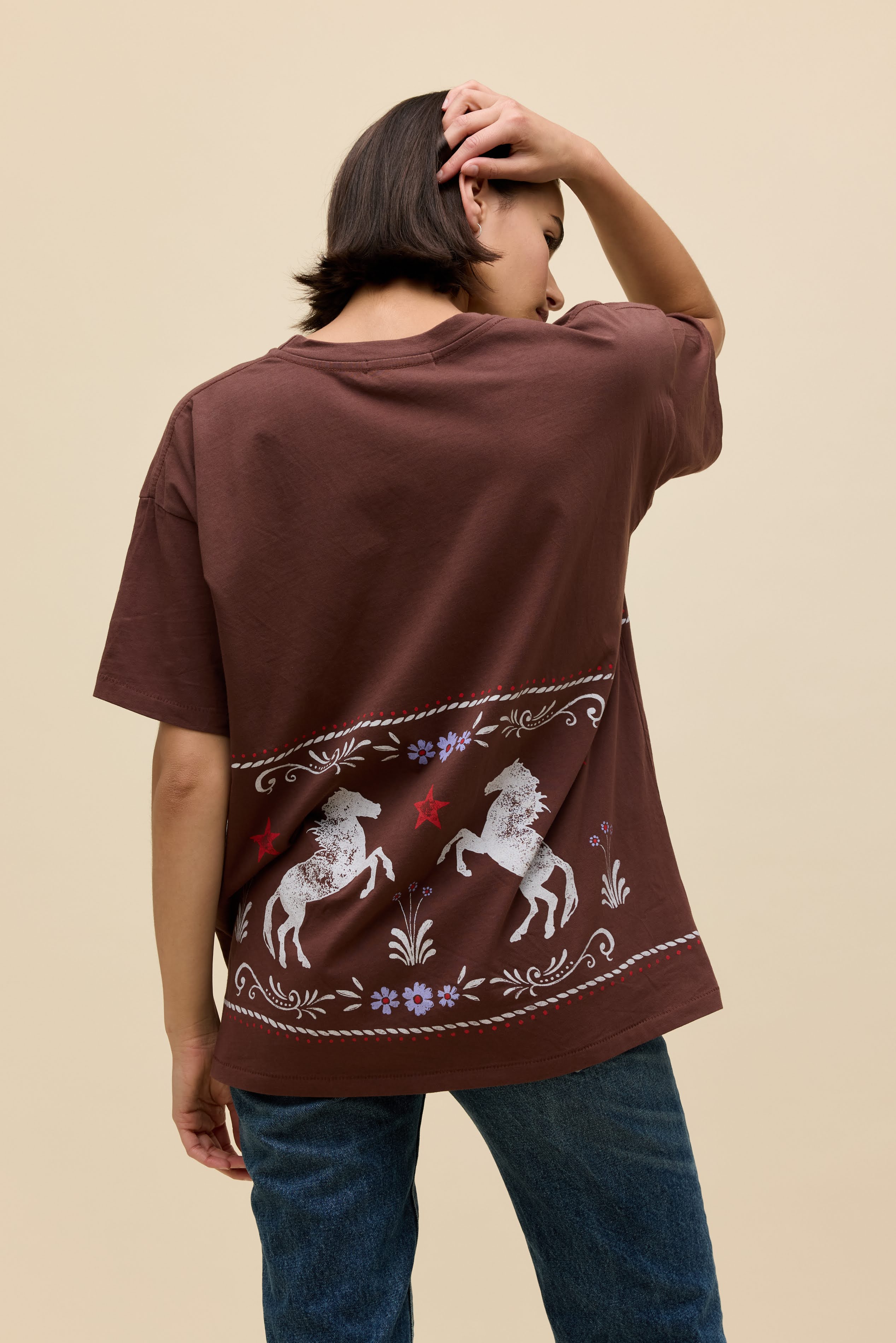 floral horse pattern merch tee